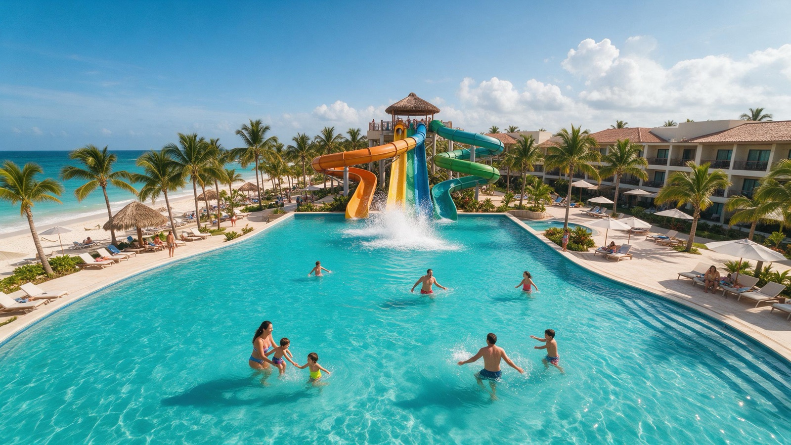 Piscina con toboganes de Playa Blanca Resort vista de cerca